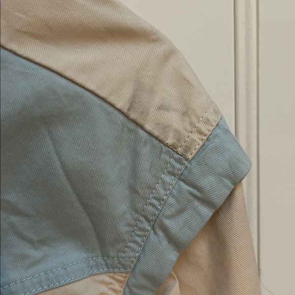 Anthropologie Retro Catelyn Colorblock Utility Anorak Jacket Cream and Blue| XXS - Picture 16 of 16